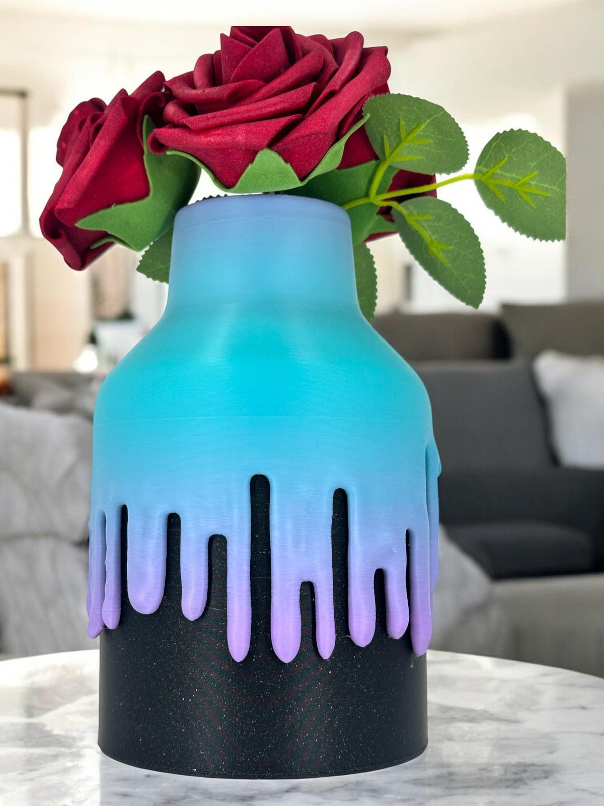 Gradient Drip Vase – Teal Purple Modern Flower Holder