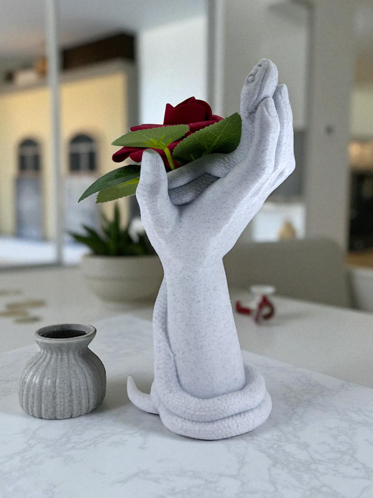 Snake Hand Flower Holder – Gothic Serpent Sculpture