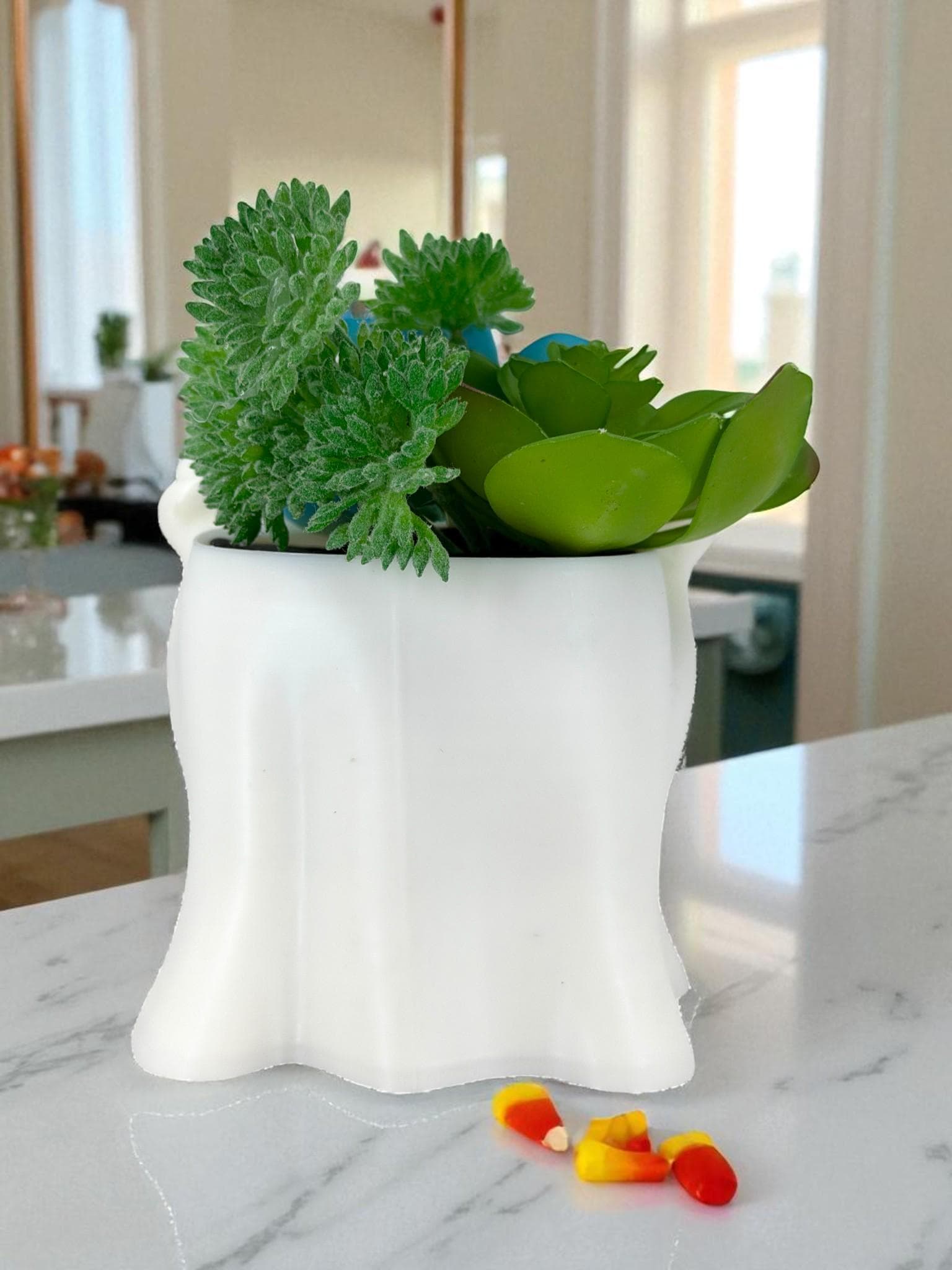 Middle Finger Ghost Planter – Funny Halloween Succulent Pot