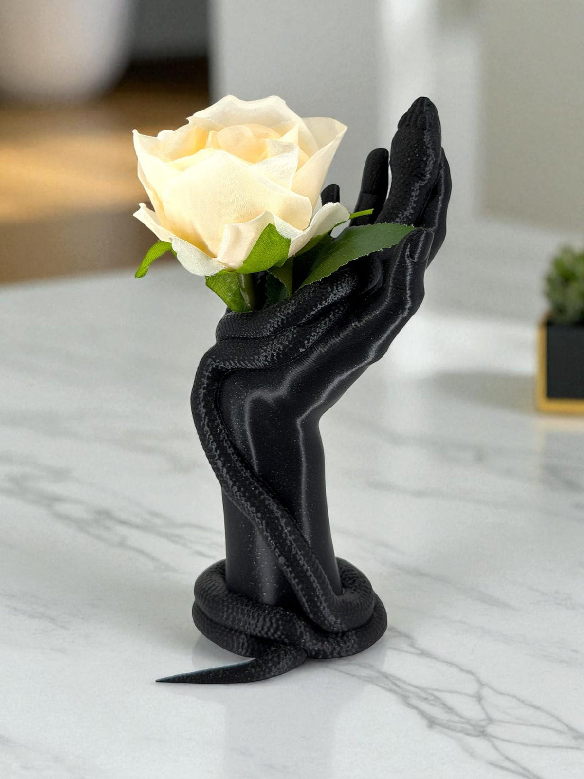 Snake Hand Flower Holder – Gothic Serpent Sculpture