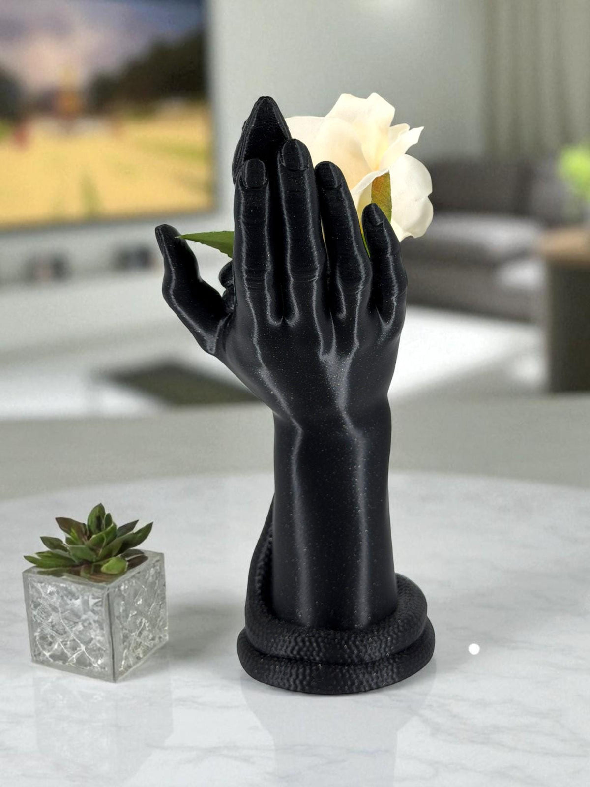 Snake Hand Flower Holder – Gothic Serpent Sculpture