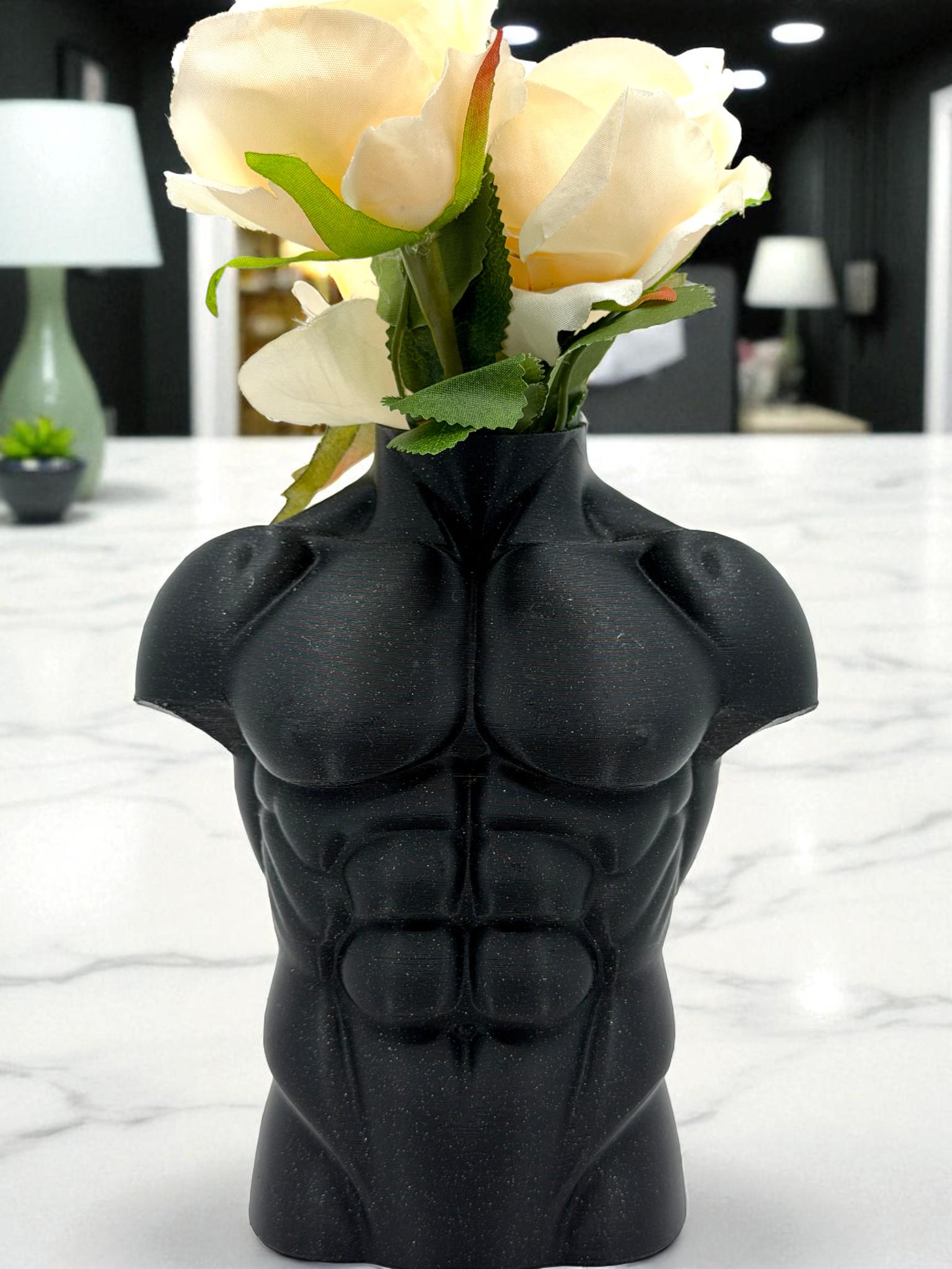 Male Torso Vase – Muscular Body Sculpture for Fitness Decor