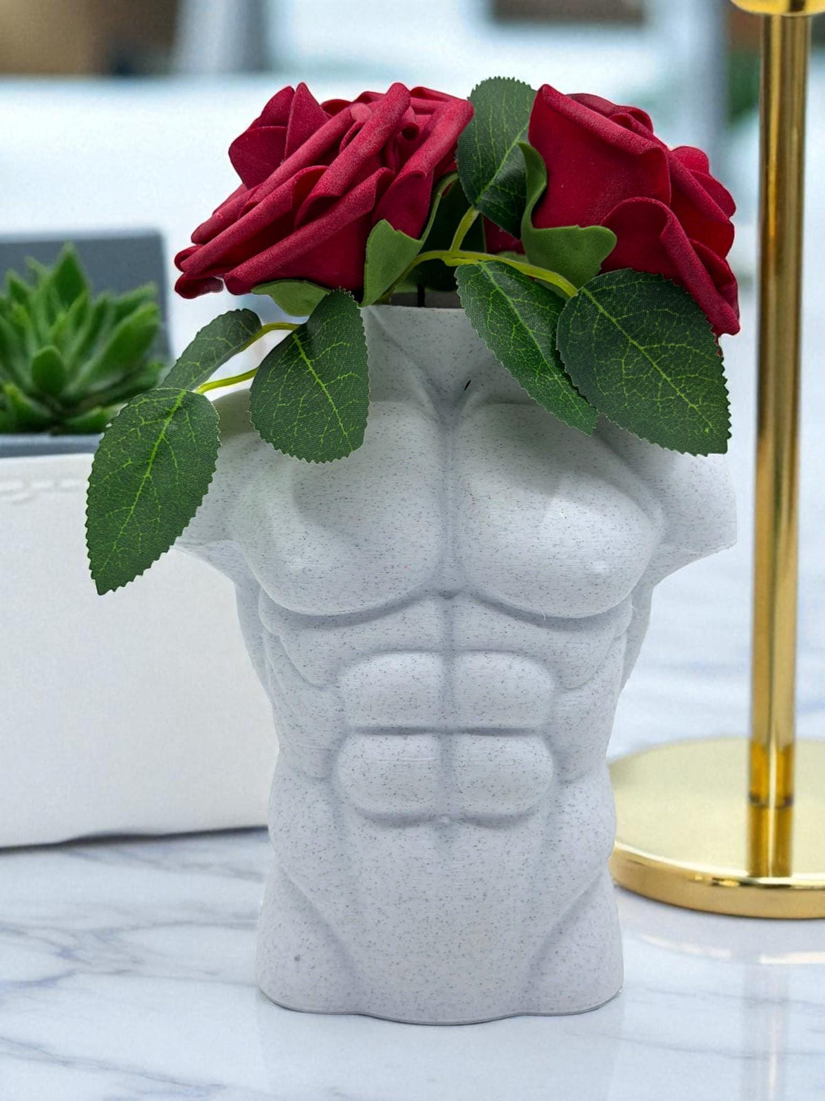 Male Torso Vase – Muscular Body Sculpture for Fitness Decor