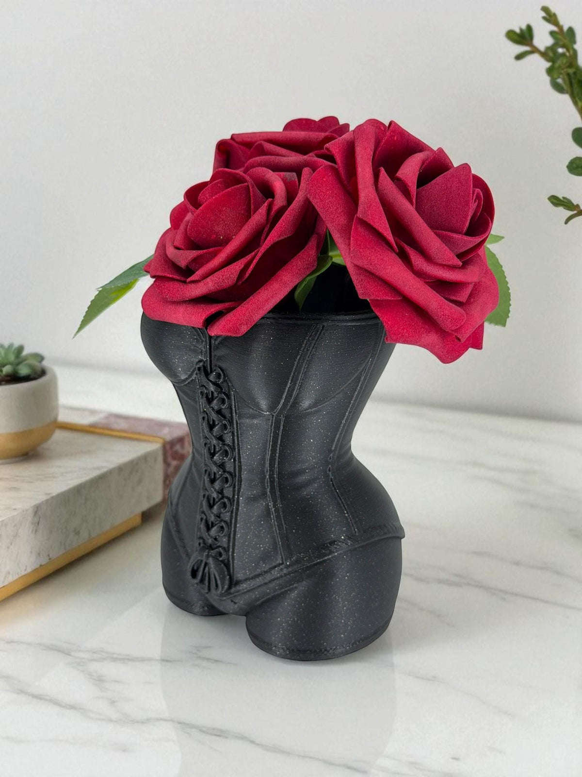 Corset Vase – Lace-Up Bust Flower Holder