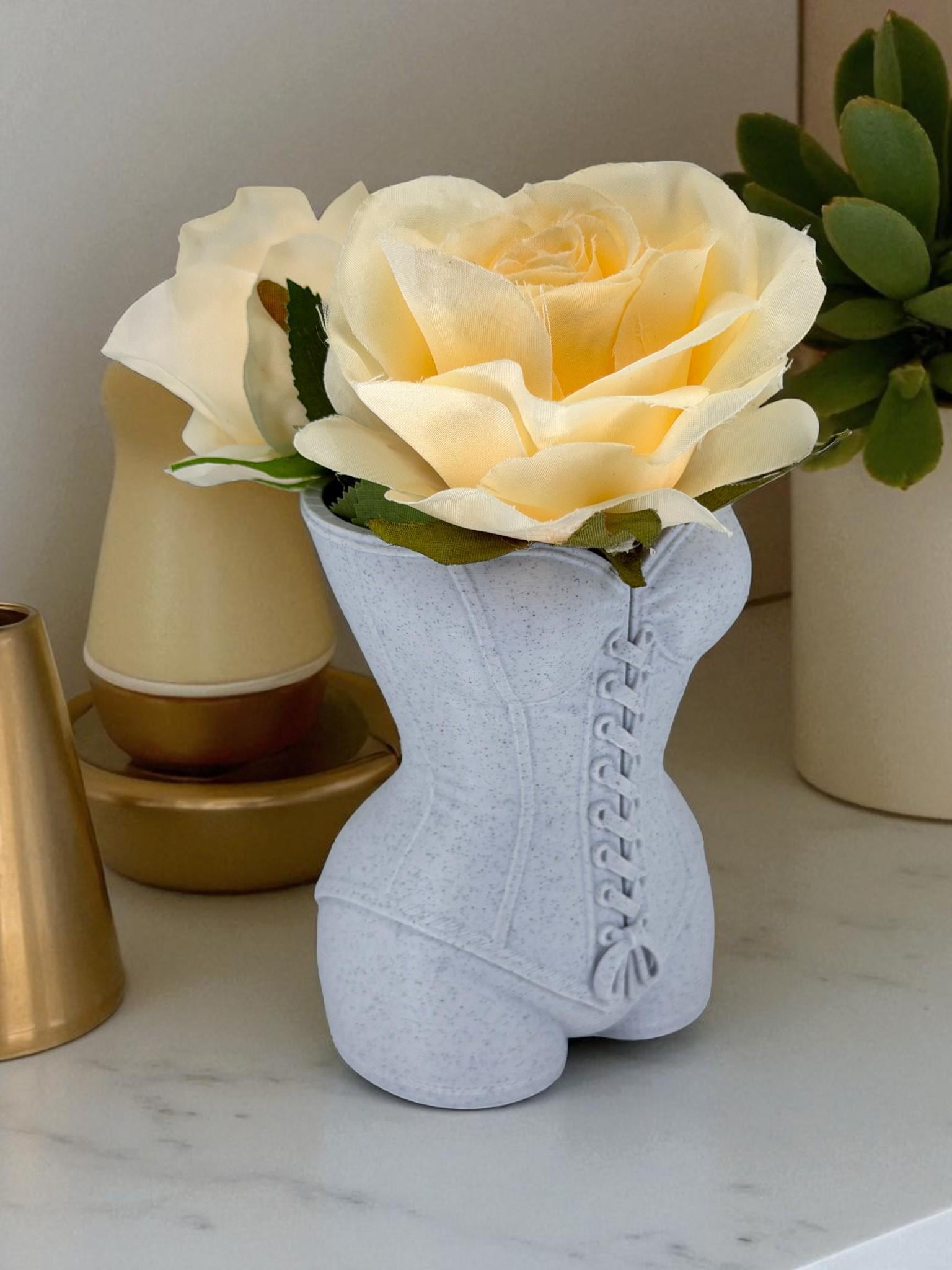 Corset Vase – Lace-Up Bust Flower Holder