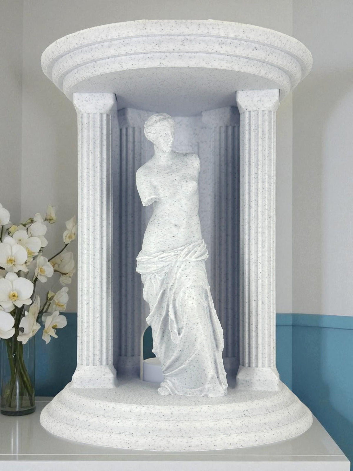 Venus Statue LED Candle Holder – Marble White Greek Temple Decor