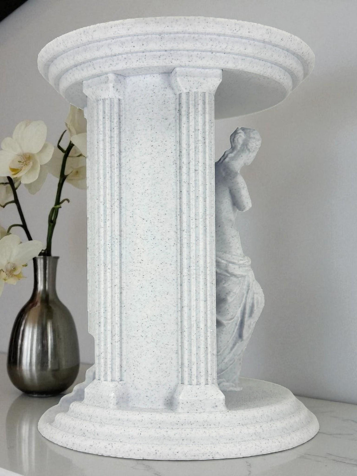 Venus Statue LED Candle Holder – Marble White Greek Temple Decor