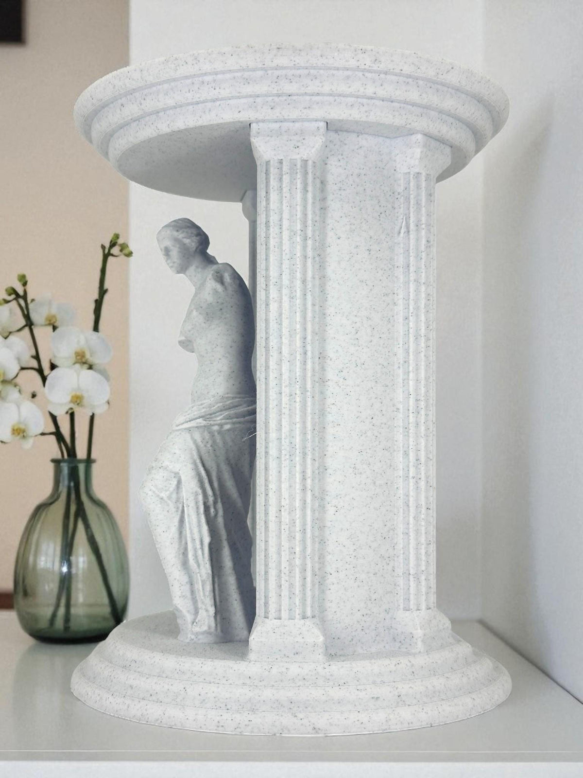 Venus Statue LED Candle Holder – Marble White Greek Temple Decor