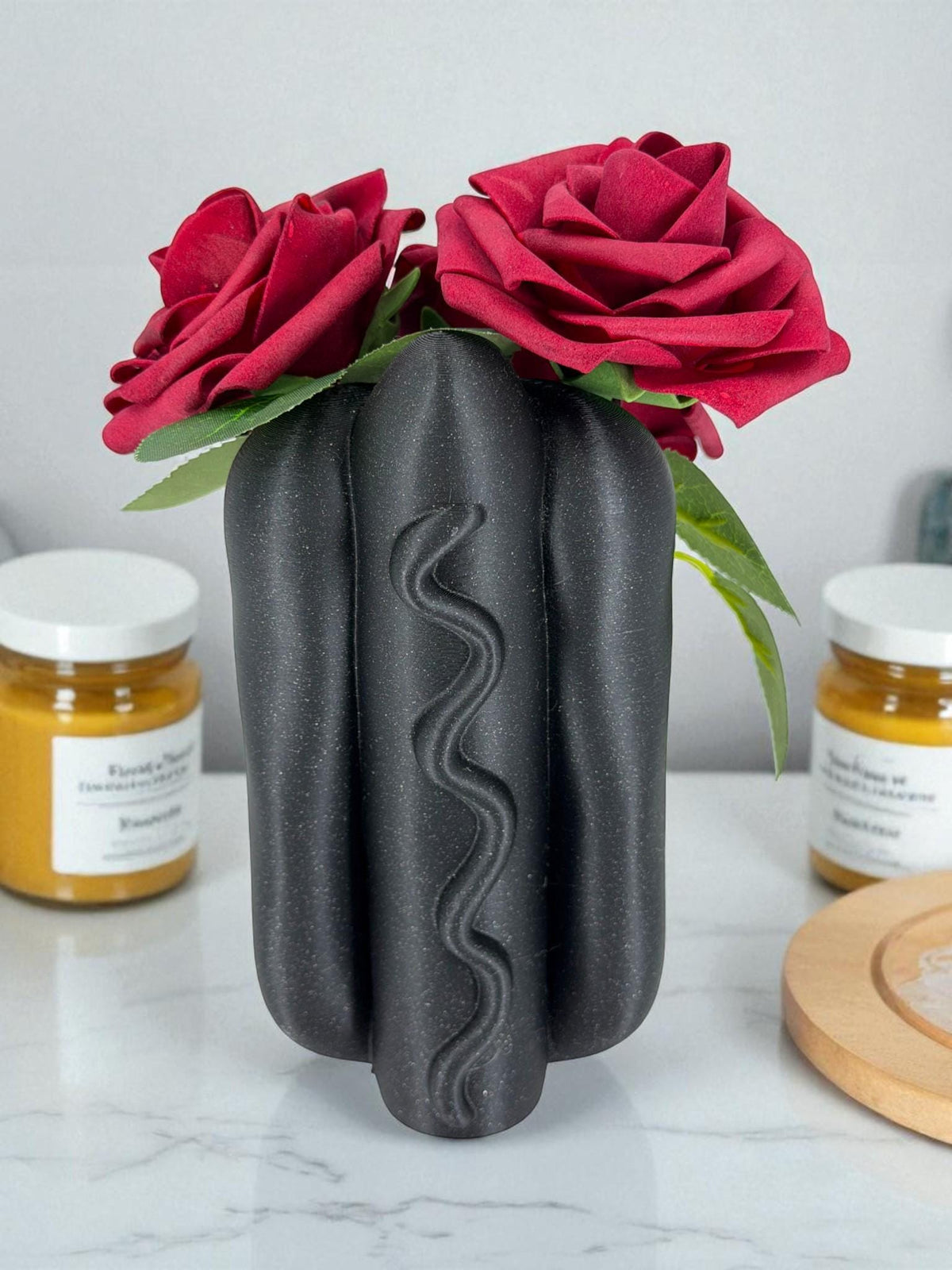Hot Dog Vase – Speckled Wavy Drizzle Flower Holder