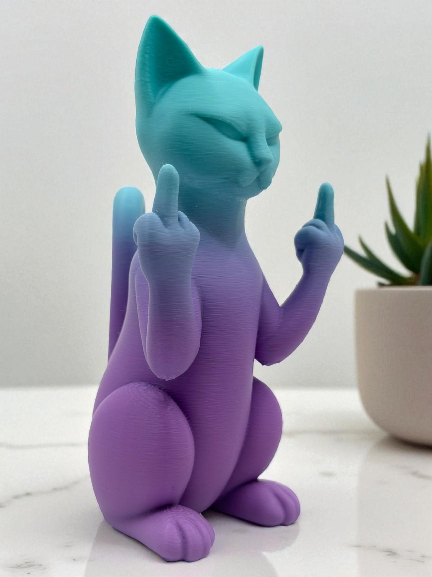 Middle Finger Cat Statue – Funny Rude Desk Decor