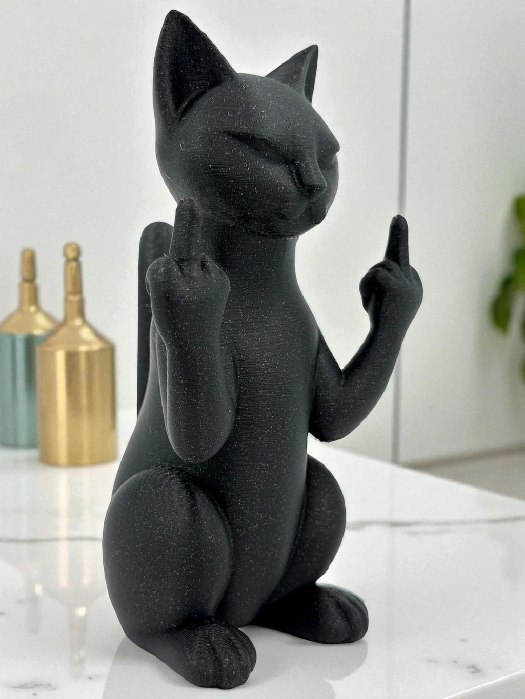 Middle Finger Cat Statue – Funny Rude Home Decor