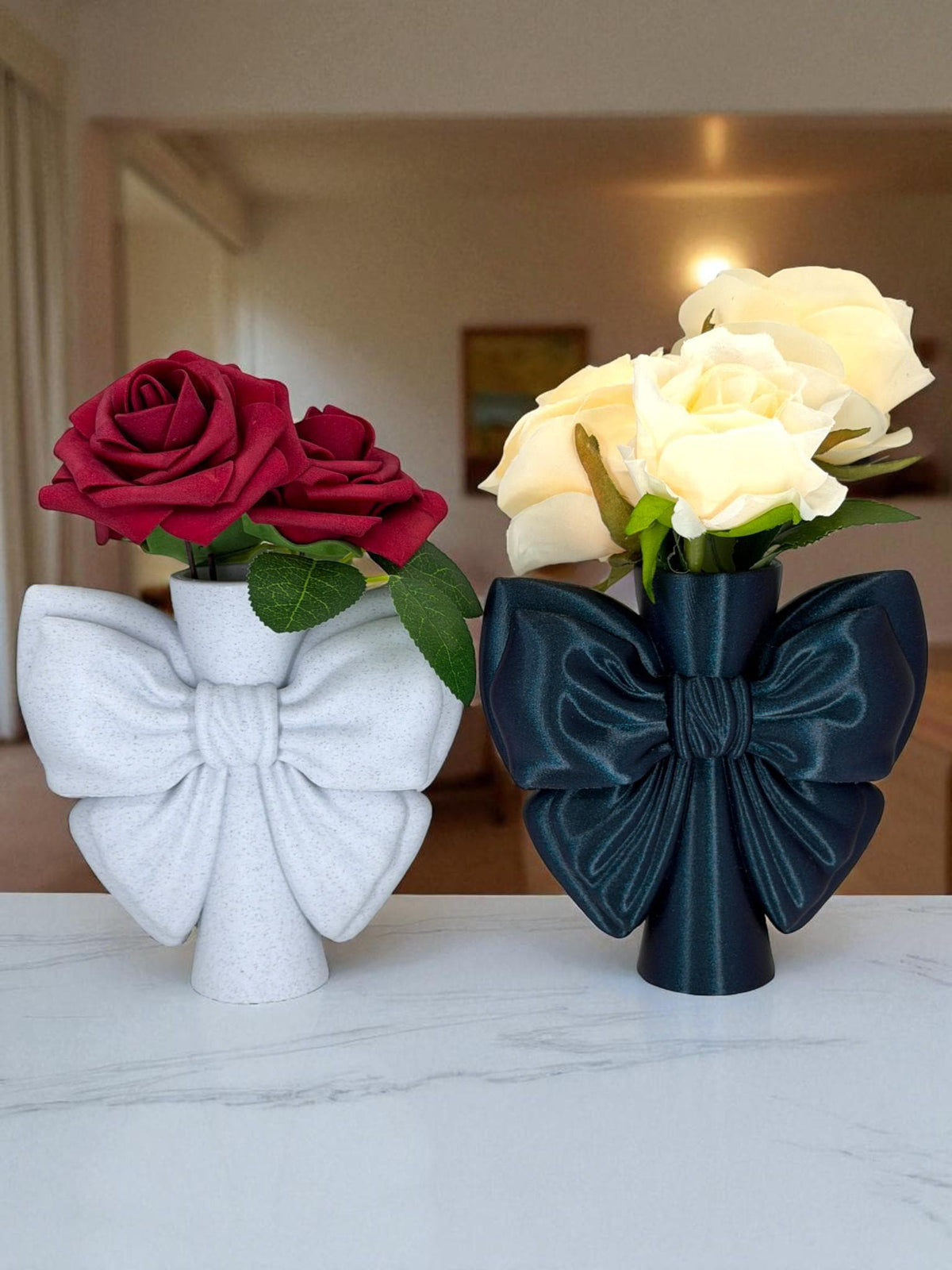 Ribbon Bow Vase – Pleated Flower Holder for Coquette Decor