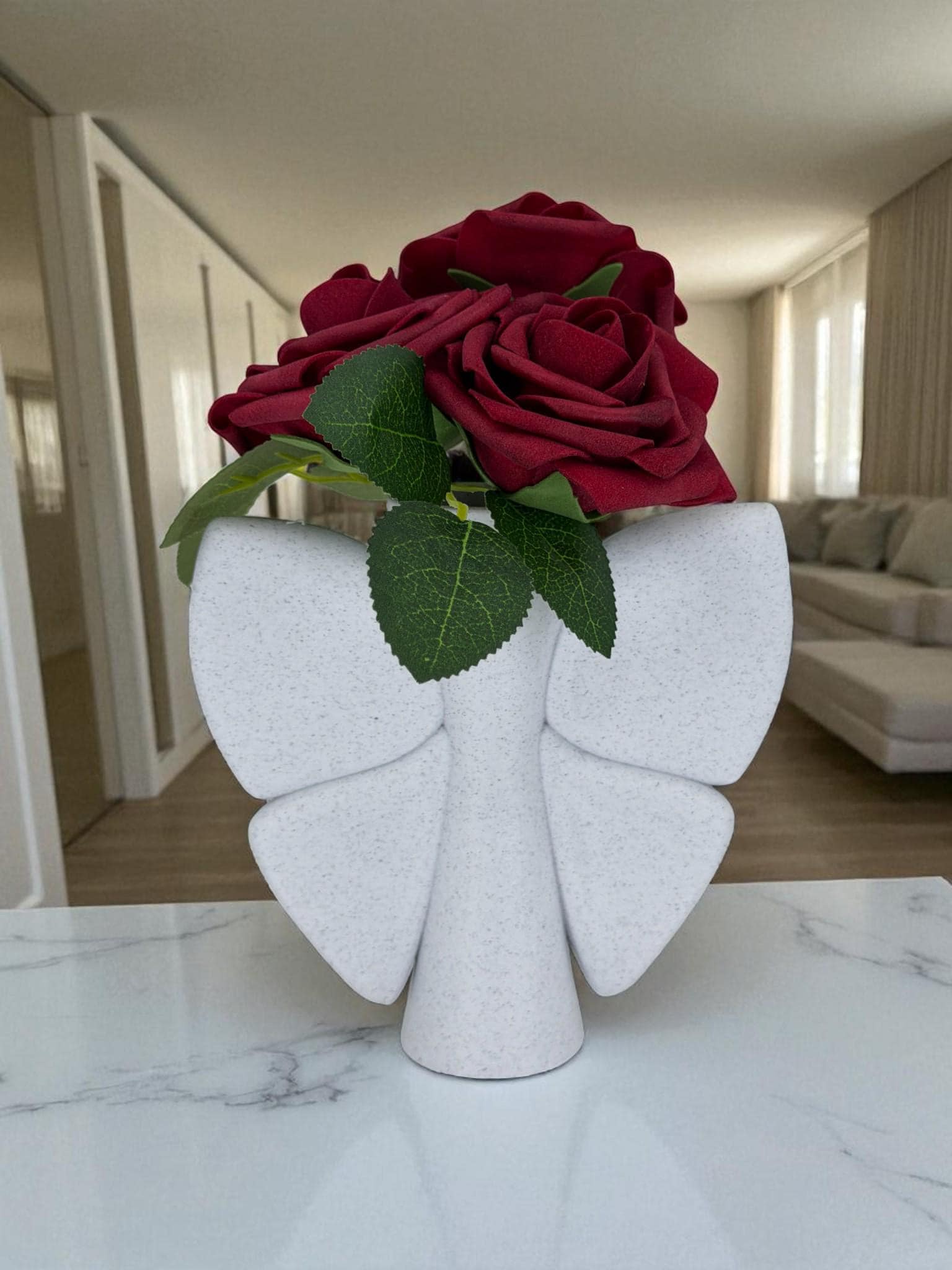 Ribbon Bow Vase – Pleated Flower Holder for Coquette Decor