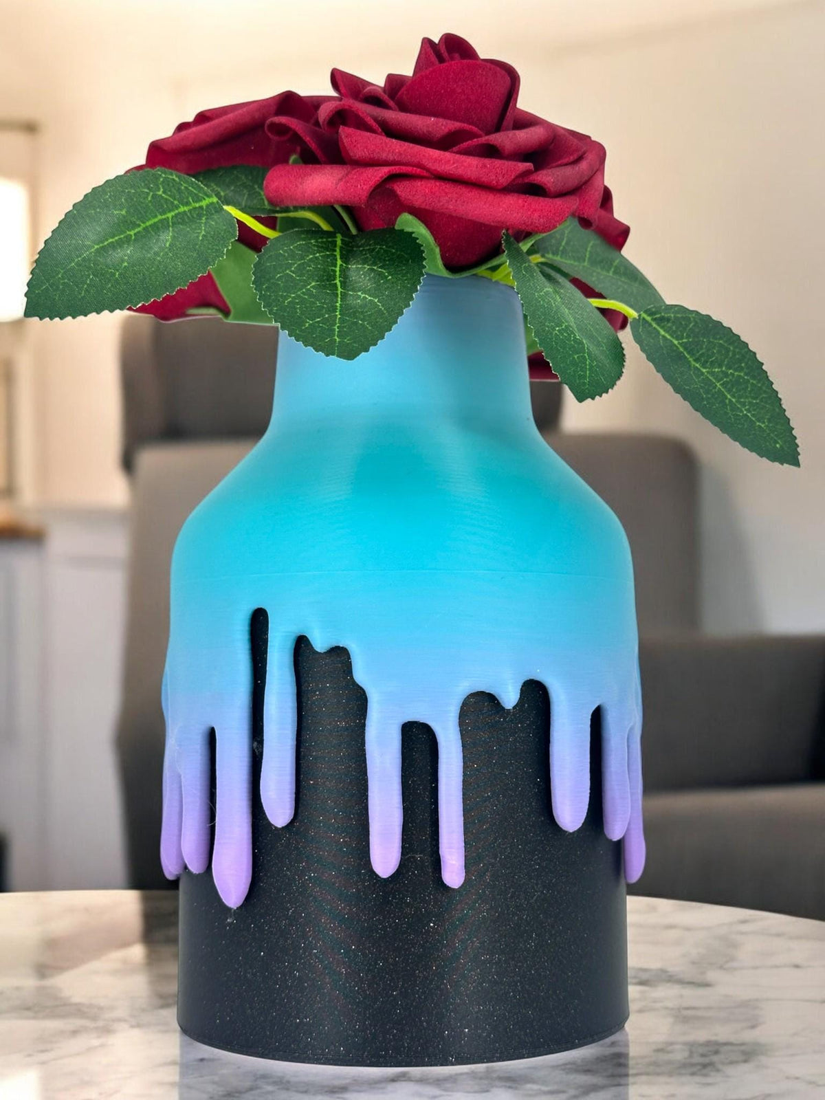 Gradient Drip Vase – Teal Purple Modern Flower Holder