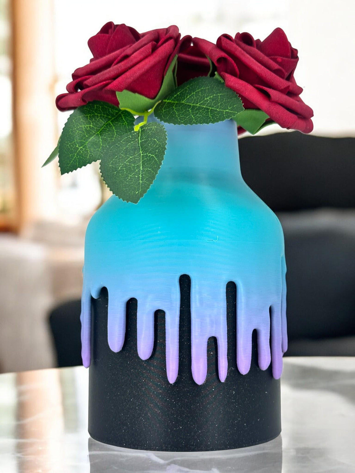 Gradient Drip Vase – Teal Purple Modern Flower Holder