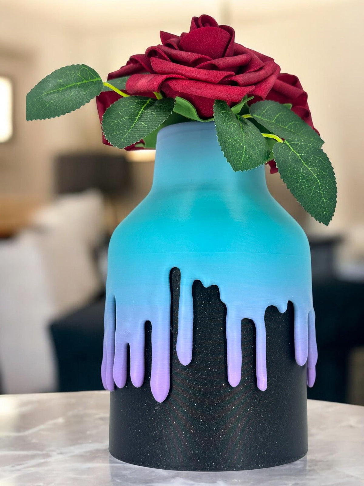Gradient Drip Vase – Teal Purple Modern Flower Holder