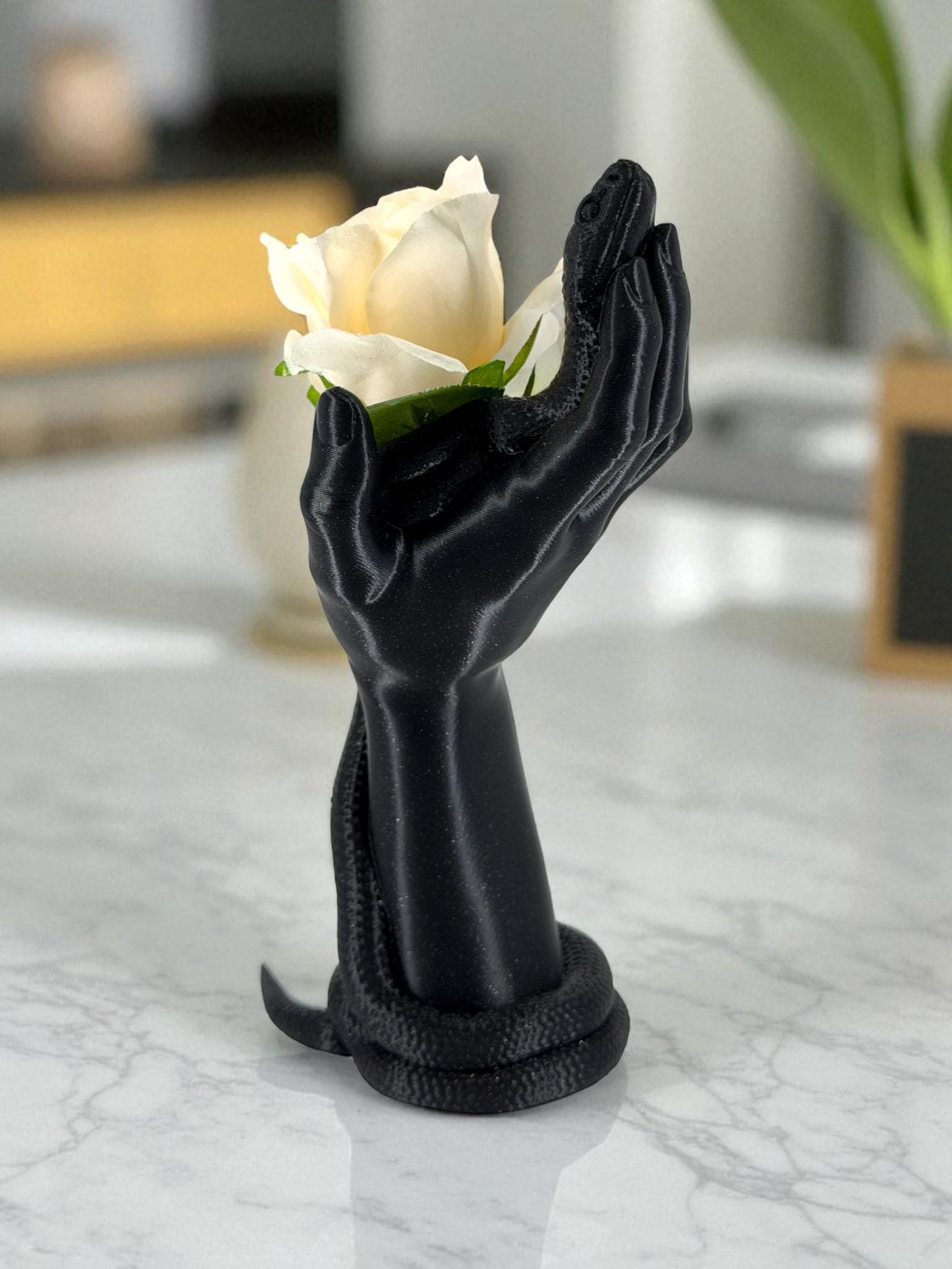Snake Hand Flower Holder – Gothic Serpent Sculpture