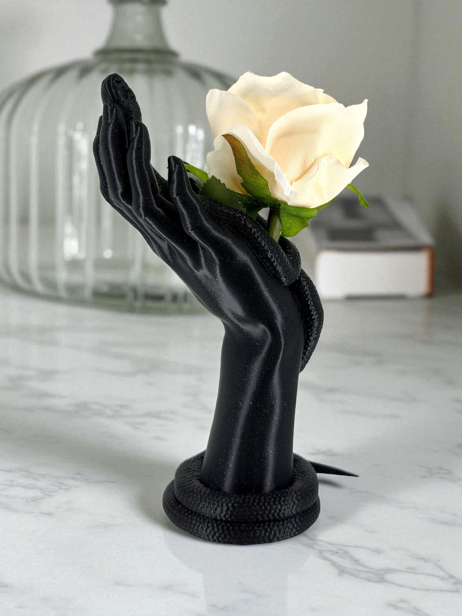 Snake Hand Flower Holder – Gothic Serpent Sculpture