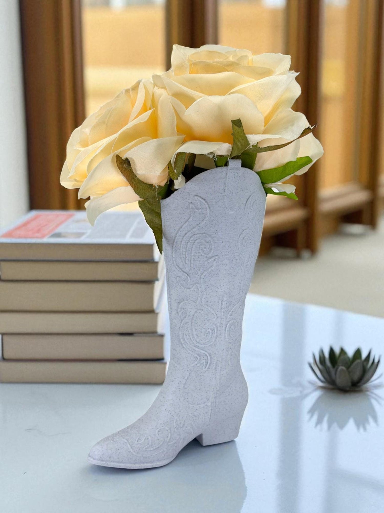 Cowboy Boot Vase – Western Flower Holder - Rustic Country Centerpiece - Boot Planter