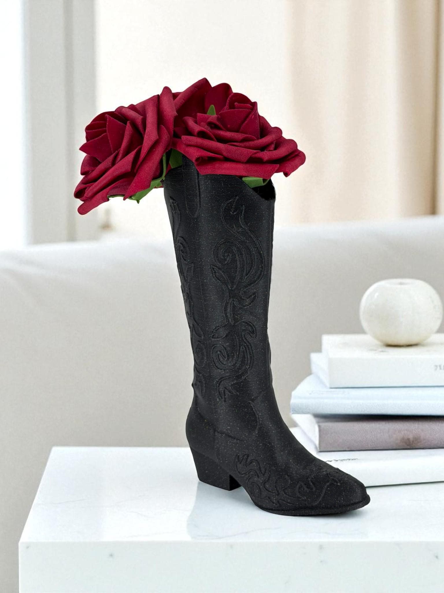 Cowboy Boot Vase – Western Flower Holder - Rustic Country Centerpiece - Boot Planter