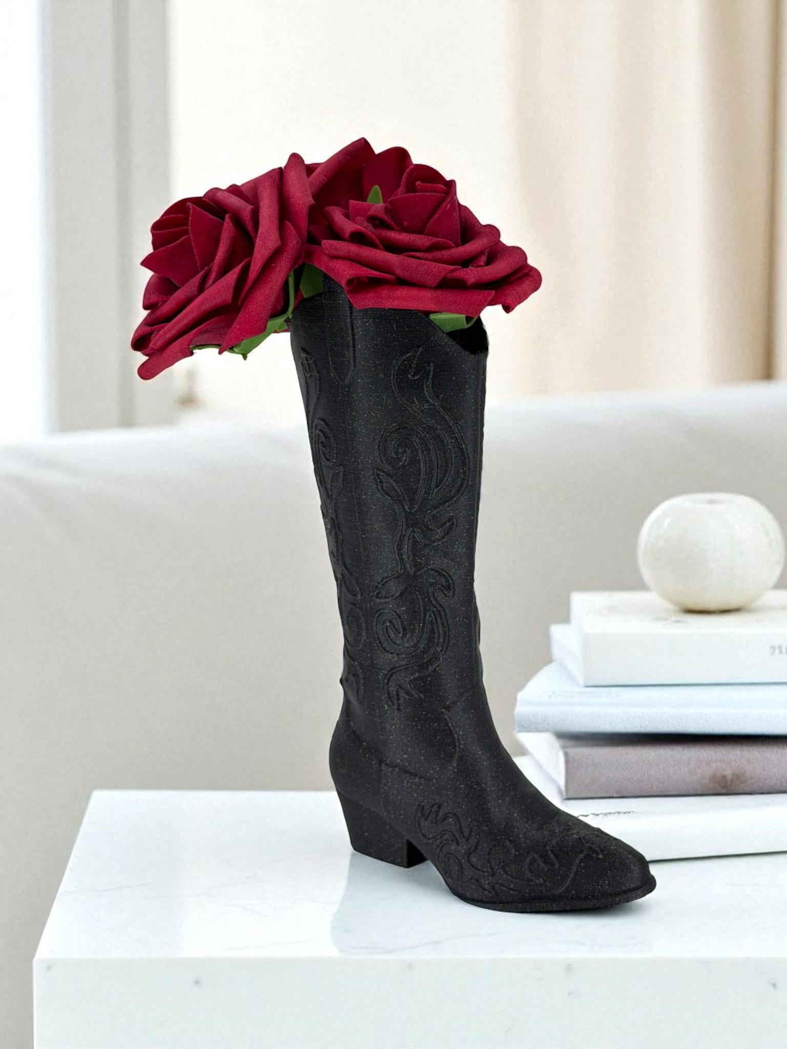 Cowboy Boot Vase – Western Flower Holder, Rustic Country Centerpiece, Boot Planter