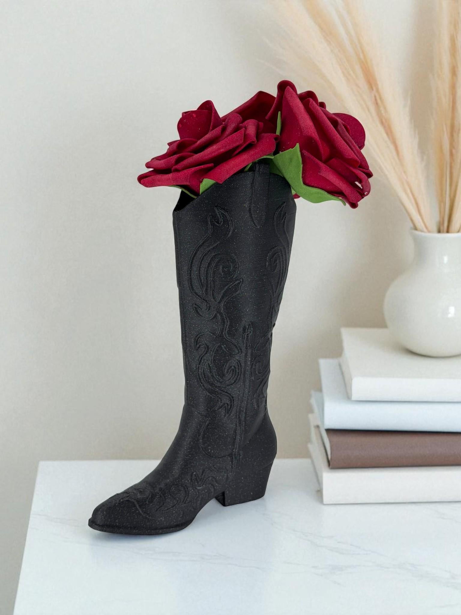 Cowboy Boot Vase – Western Flower Holder - Rustic Country Centerpiece - Boot Planter