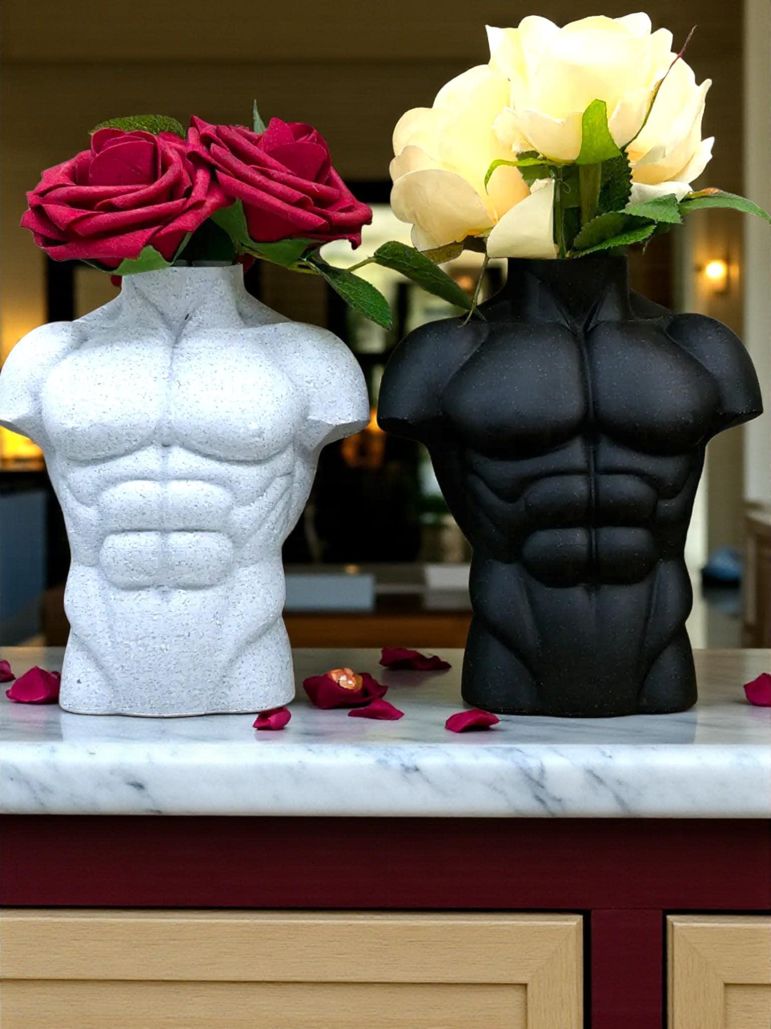Male Torso Vase – Muscular Body Sculpture for Fitness Decor