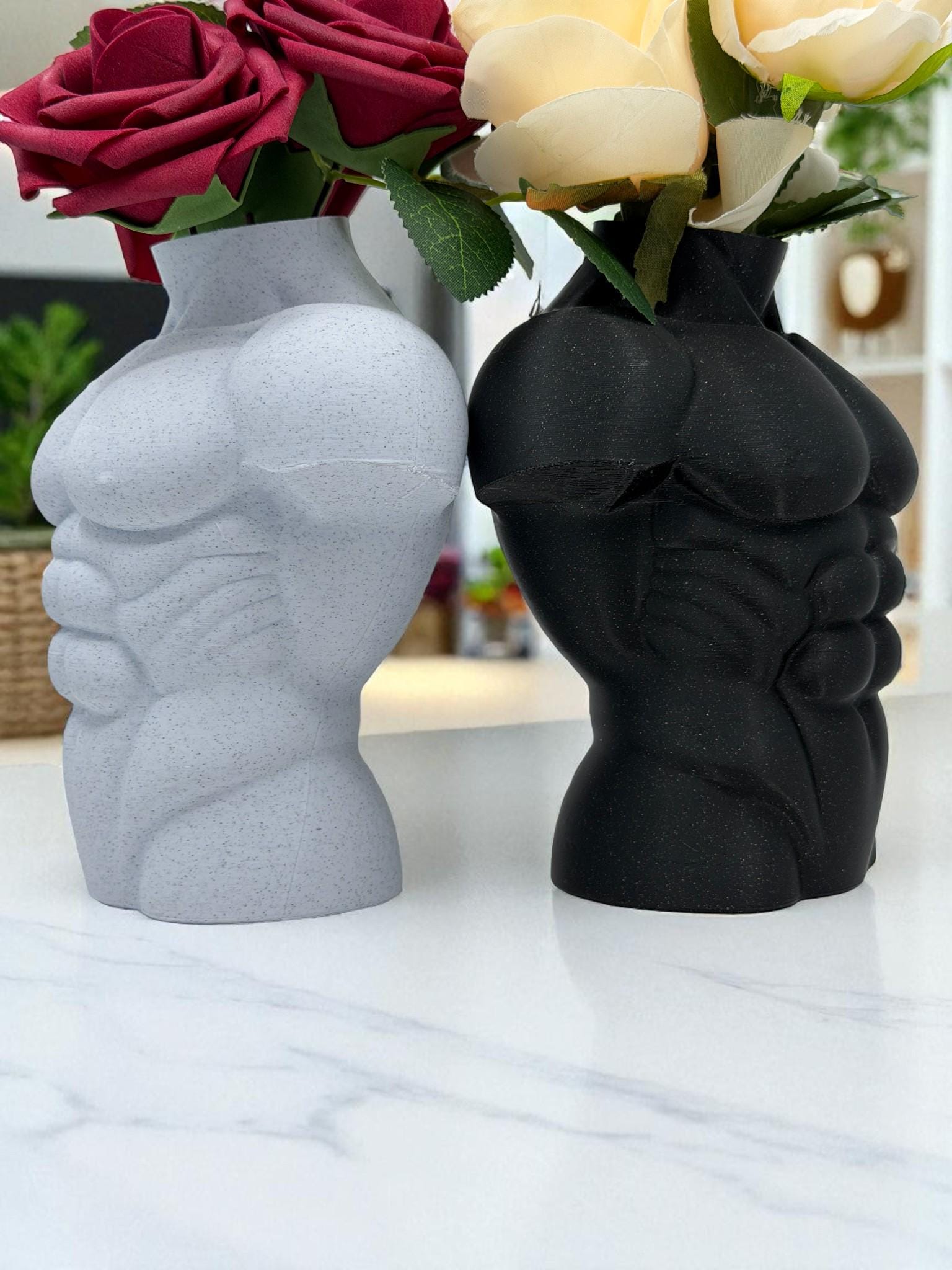 Male Torso Vase – Muscular Body Sculpture for Fitness Decor