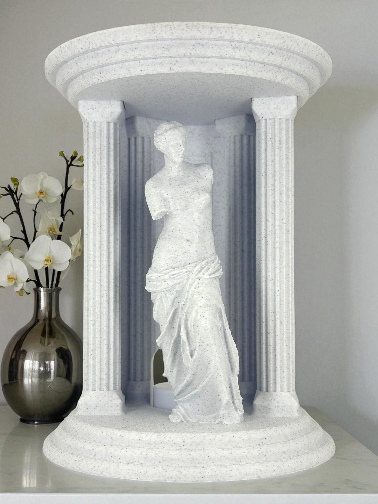 Venus Statue LED Candle Holder – Marble White Greek Temple Decor
