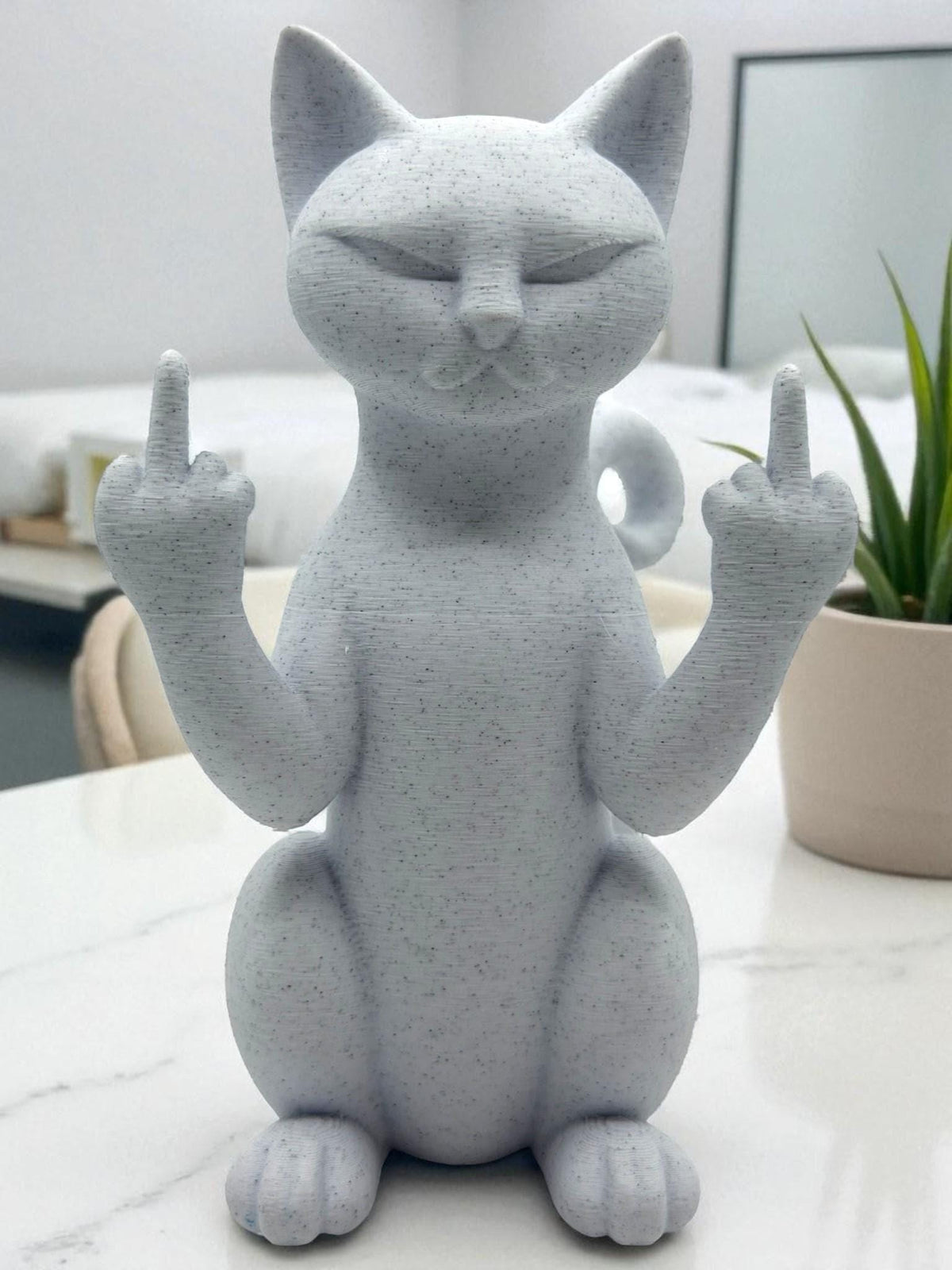 Middle Finger Cat Statue – Funny Rude Desk Decor