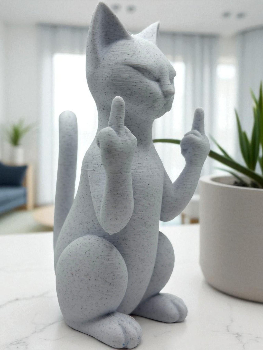 Middle Finger Cat Statue – Funny Rude Home Decor