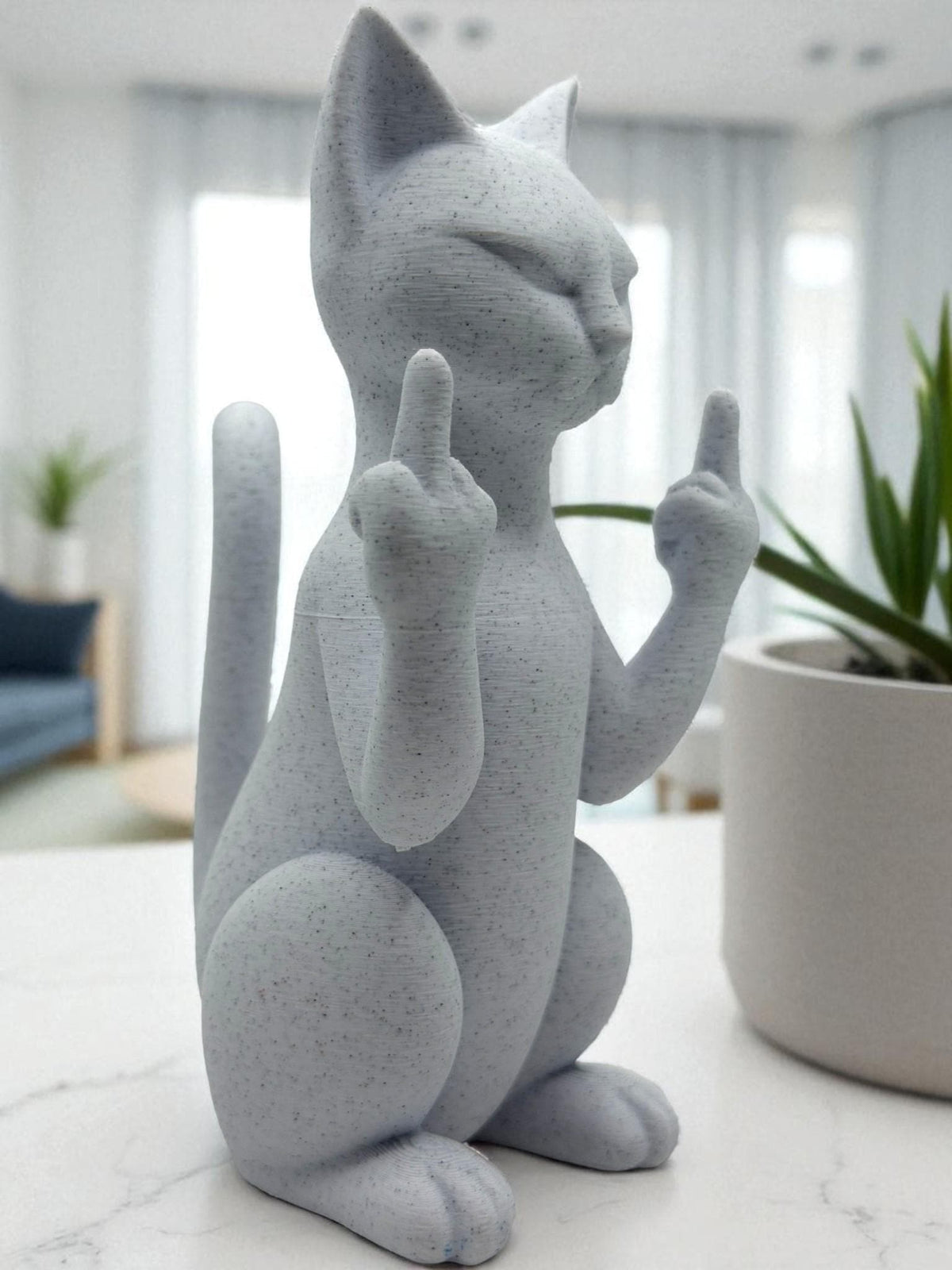 Middle Finger Cat Statue – Funny Rude Desk Decor