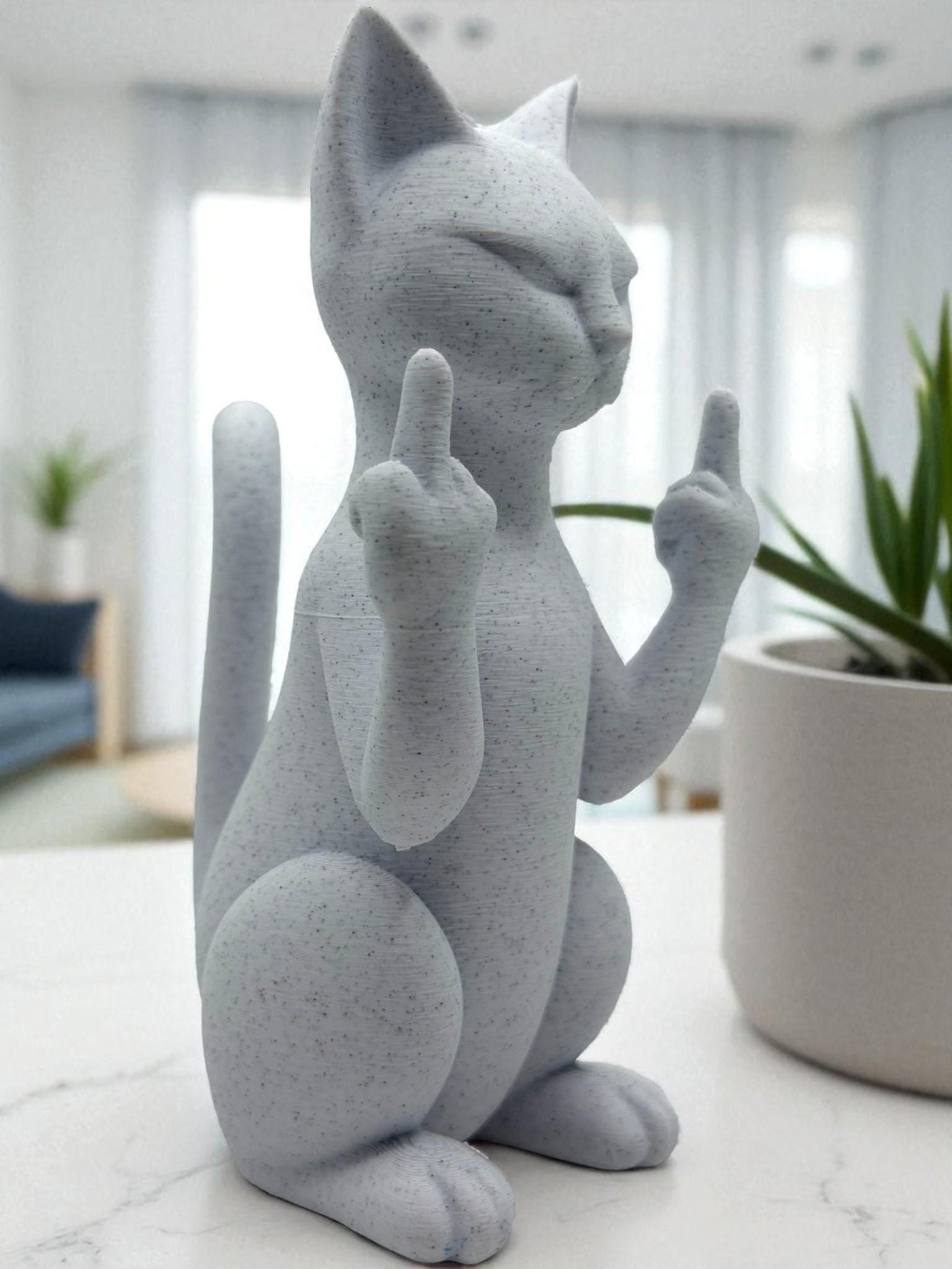 Middle Finger Cat Statue – Funny Rude Home Decor