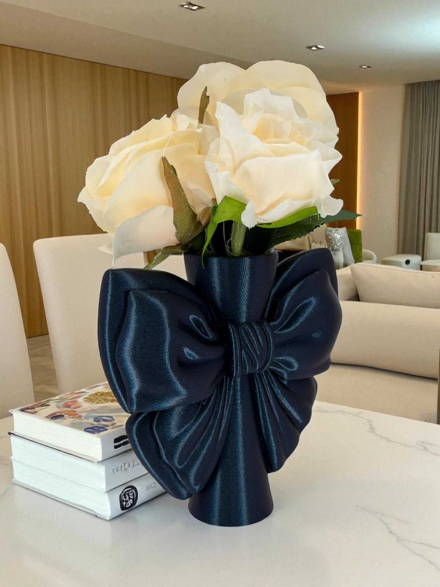 Ribbon Bow Vase – Pleated Flower Holder for Coquette Decor