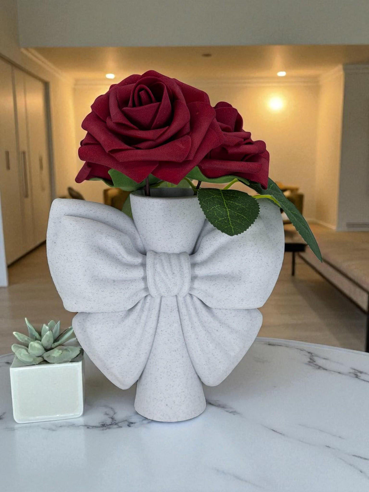 Ribbon Bow Vase – Pleated Flower Holder for Coquette Decor