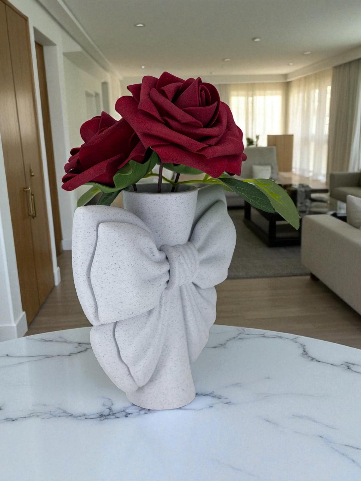 Ribbon Bow Vase – Pleated Flower Holder for Coquette Decor