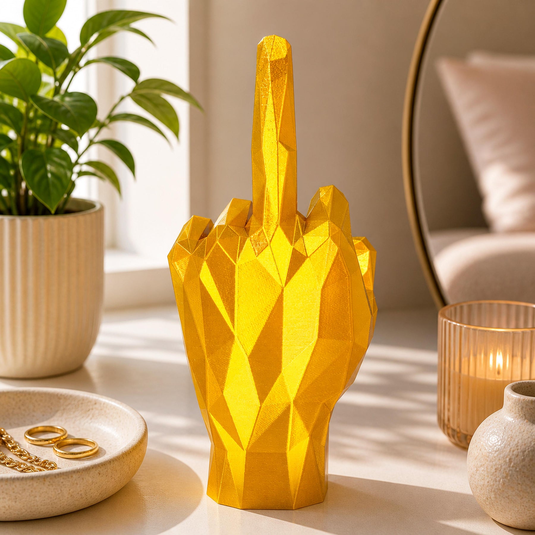 Middle Finger Ring Holder – Geometric Hand Sculpture