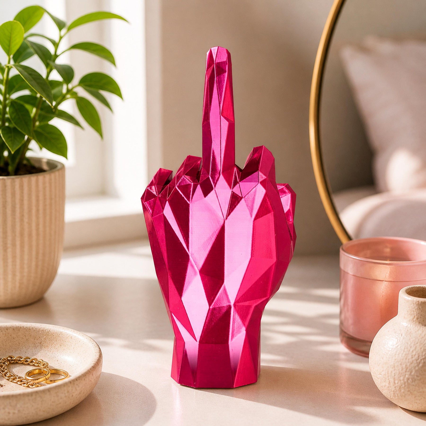 Middle Finger Ring Holder – Geometric Hand Sculpture
