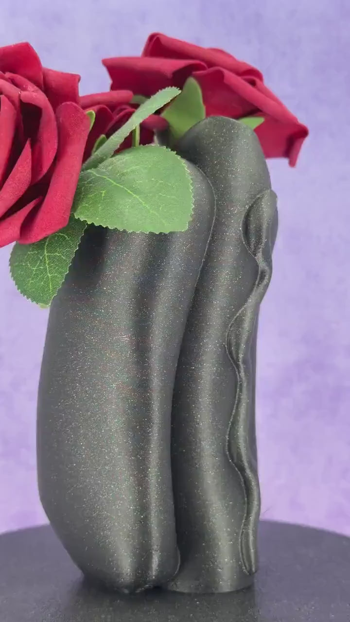 Hot Dog Vase – Speckled Wavy Drizzle Flower Holder
