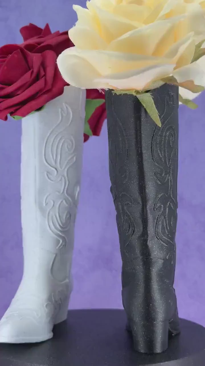 Cowboy Boot Vase – Western Flower Holder - Rustic Country Centerpiece - Boot Planter