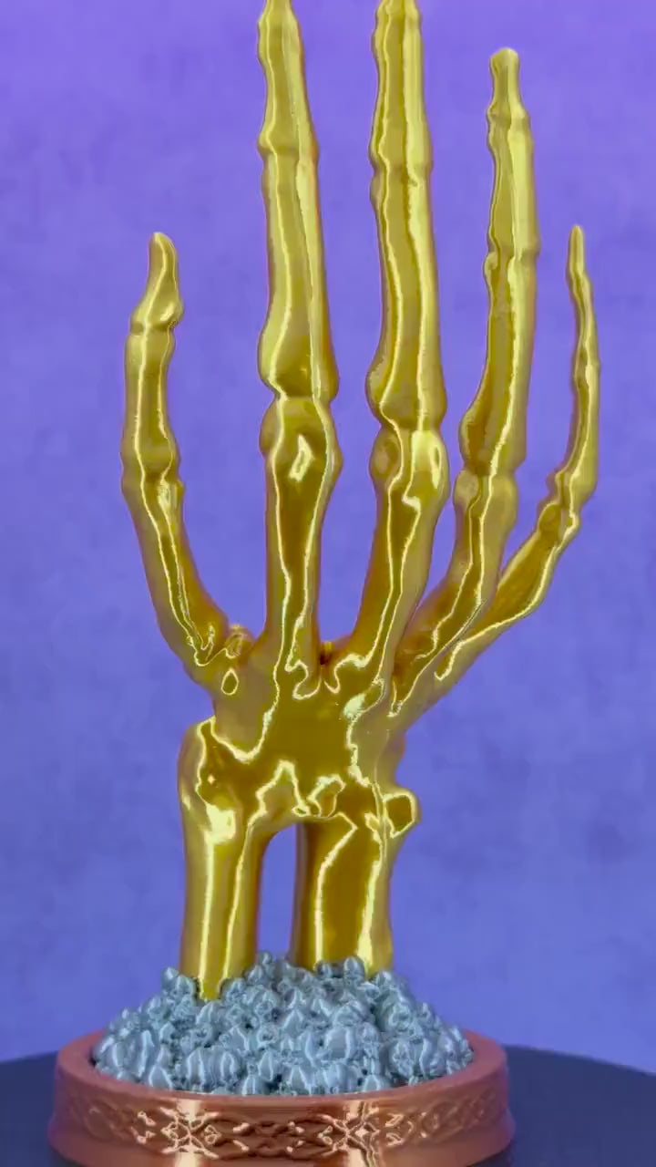 Skeleton Hand Ring Holder – Glossy Gold Gothic Jewelry Stand